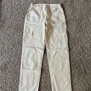 American Eagle Outfitters Cream Straight Leg Jeans